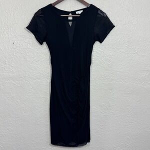 Anthropologie Weston Dress M Mesh Sheer Midi Ruched Illusion Whimsigoth Witchy